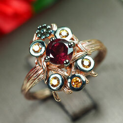 แหวนพลอยโกเมนและซิทรินแบบเก๋