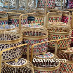 ปิ่นโตไม้ไผ่ ลายพิกุล ขนาด 12 นิ้ว รุ่นฝากรงนก