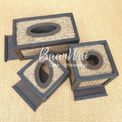 กล่องทิชชูไม้ไผ่สาน กล่องทิชชูไม้