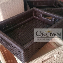 ถาดหวายเทียม กล่องหวายเทียมสีดำ ขนาด 30*40 cm