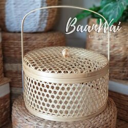 ปิ่นโตไม้ไผ่ ปิ่นโตชะลอม ขนาด 12 นิ้ว