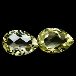 เลม่อนเยลโล่ควอร์ต 3.90 กะรัต 2 ชิ้นทรงหยดน้ำตาข่าย