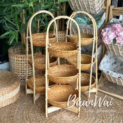 ชั้นวางไม้ไผ่ แบบไล่ระดับ ก้นลึก