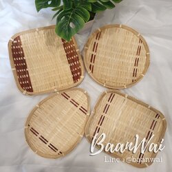 กระด้งไม้ไผ่ (ลายคาดน้ำตาล)