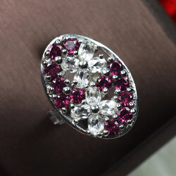 แหวนพลอยโทปาสและโรโดไรท์ 7.60 กะรัต