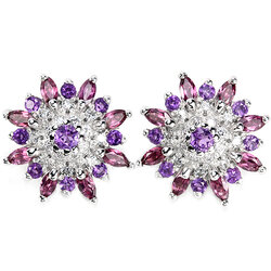 ต่างหูโรโดไรท์อะเมทิสต์สีหวานสวย