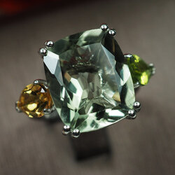 แหวนอะเมทิสต์ซิทรินและเพอริดอทแบบเก๋