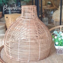 โคมไฟหวาย โคมไฟ โคมไฟทรงน้ำเต้า ลายเส้นแนวนอน โคมไฟทรงกลม