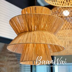 โคมไฟสาน หญ้าราเฟียร์ แบบ 2 ชั้น