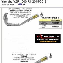 ท่อ Arrow Competiton Evo-2 Pro Race สำหรับ R1 2015+ (For Exhibition only)