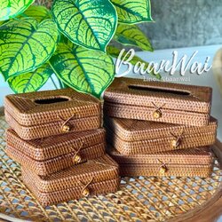 กล่องทิชชูหวายสานงานละเอียด กล่องทิชชู่หวายเวียน