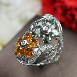 แหวนพลอยซัฟไฟร์แท้เหลืองเขียว 1.10 กะรัต