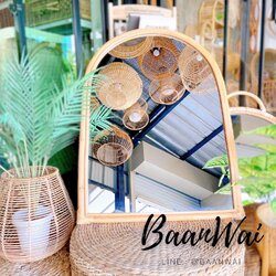 กระจกกรอบหวายโค้ง