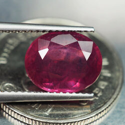 พลอยทับทิม (Ruby) 4.10 กะรัตสีชมพูอมม่วงสวย