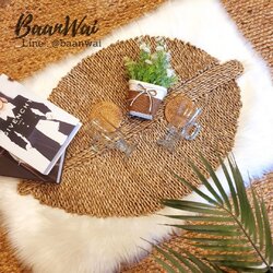 แผ่นตกแต่งผนัง แผ่นรองจาน พร๊อพตกแต่ง แผ่นสานรูปใบไม้