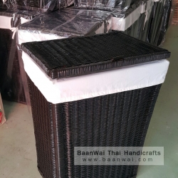 ตะกร้าผ้า หวายแท้ บุผ้า