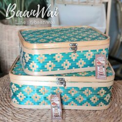 กล่องไม้ไผ่สาน ลายข้าวหลามตัด