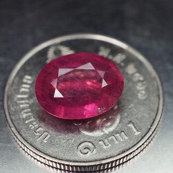 พลอยทับทิม (Ruby) 3.45 กะรัตสีแดงชมพู