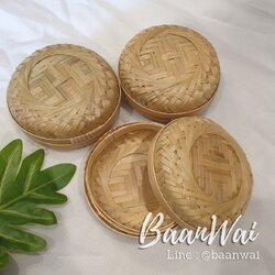 กล่องตลับไม้ไผ่ ทรงกลม ฝาปิด
