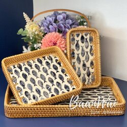 ถาดหวายสาน ทำลายเปลือกหอย ลายที่ 3