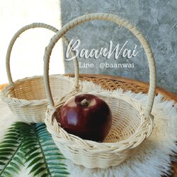 ตะกร้าหวายฟอก ขนาด 6 นิ้ว ตะกร้าหวายสีขาว ตะกร้าหวายทรงกลม ตะกร้าหวายดิบ