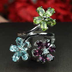 แหวนพลอยแท้โทปาส โกเมน เพอริดอด 5.80 กะรัต