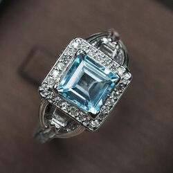 แหวนพลอยโทปาสสีฟ้าใส 1.15 กะรัต