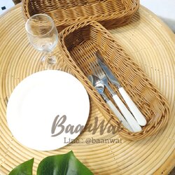 ตะกร้าหวายเทียมใส่ช้อน-ส้อม