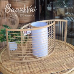 โคมไฟไม้ไผ่ รุ่นลายตาราง ขนาดใหญ่