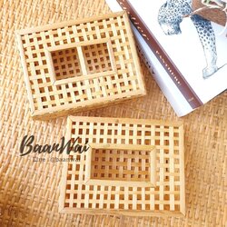 กล่องไม้ไผ่ทรงเหลี่ยม กล่องไม้ไผ่ กล่องไม้ไผ่สาน กล่องใส่ขนม