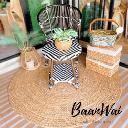 พรมปูพื้นทรงกลม มี 80cm - 2 m เสื่อผักตชวาพรมผักตบชวา แผ่นรองนั่งทรงกลม