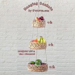 ชั้นแขวนผักตบชวา 3 ชั้น ตะกร้าต้นไม้แบบแขวน ตะกร้าแขวน