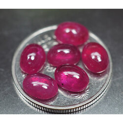 พลอยทับทิม (Ruby) 7.50 กะรัต 6 ชิ้นสีแดงชมพู