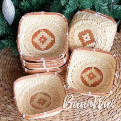 ตะกร้าไม้ไผ่ ลายข้าวหลามตัด