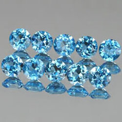 โทแพซพลอยสีฟ้า 0.50 กะรัต 10 ชิ้น 2.4 มิล