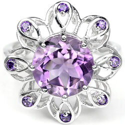 แหวนอะเมทิสต์สีม่วงสวยหวาน 3.50 กะรัตน้ำ IF