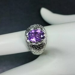 แหวนพลอยแอเมทิสต์ขนาดพลอย 12x10 มม. IF