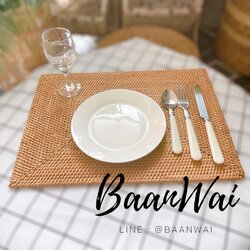 แผ่นรองจานหวายทรงเหลี่ยม