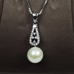 จี้เงินประดับไข่มุกขนาด 9 มม.