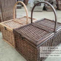 ตะกร้าปิคนิค กล่องหวายแท้