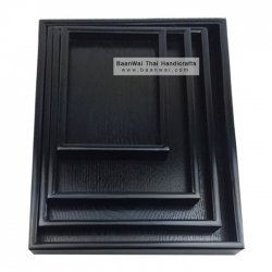 ถาดไม้ สี่เหลี่ยม (สีดำ)
