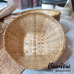 กระจาดไม้ไผ่ ขนาดใหญ่ 19 นิ้ว กระจาดใส่ผลไม้ งานสวย เคลือบอย่างดี