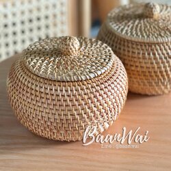 กระปุกหวาย มีฝาปิด กระปุกหวายเวียนงานละเอียด