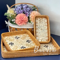 ถาดหวายสาน ทำลายเปลือกหอย ลายที่ 2