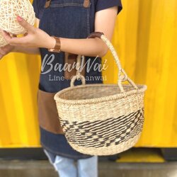 ตะกร้าสาน หูหิ้ว ตะกร้าสานหญ้าทะเล ฟางหญ้า
