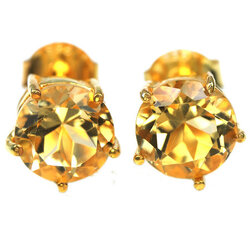 ต่างหูพลอยซิทริน 8 มิลชุบทอง