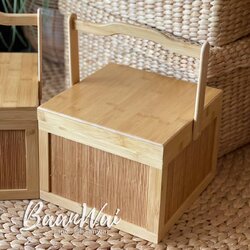 ปิ่นโตเสื่อไม้ไผ่ ทรงเหลี่ยม หูตั้ง