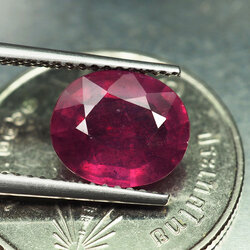 พลอยทับทิม (Ruby) 3.40 กะรัตสีแดงม่วง