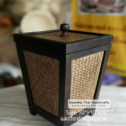 ถังไม้ไผ่สาน กล่องไม้ไผ่สาน ถังขยะไม้ไผ่สาน