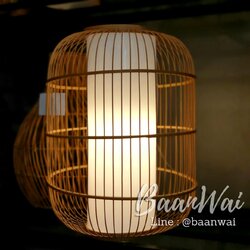 โคมไฟไม้ไผ่ รุ่นทรงรี ขนาด 30*40 cm